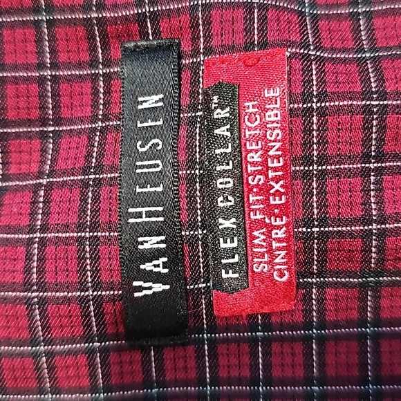 Van Heusen 15 1/2" flex collar long sleeve maroon button down shirt - Picture 5 of 5